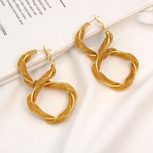 Orecchini a cerchio per donna 24k placcato oro rame ottone metallo geometria intrecciata accessori per gioielli di moda sposa matrimonio bijoux