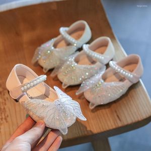 Flache Schuhe Kleinkinder Baby Mädchen Schuh Kinder Leder Für Hochzeit Party Leistung Spitze Schmetterling Strass Bling Perlenstickerei Skandal