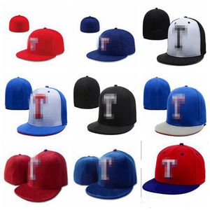 2024 Rangers- T harf beyzbol kapakları erkekler kadınlar spor düz kapakları yaz kemik hip-hop sporu açık tam kapalı takılmış şapkalar