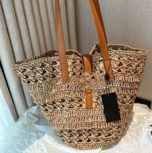 Раффия тканая ковша сумка с украшением кожи комбинация мягкая легкая сумка для пляжей сумочка для покупок поперечной груди большие сумочки 230504