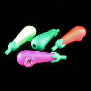 Colorful Silicone Pipes Vegetable Eggplant Style Glass Nineholes Singlehole Filter Bowl Dry Herb Tobacco Cigarette Holder Hookah Waterpipe Bong Smoking Tube