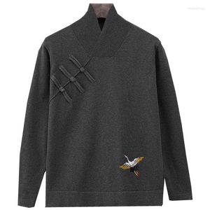 Herrtröjor Vintermän tröja Fashion Pullover Sydkorea Casual High Neck Knitwear Retro kläder Stor kinesisk stil