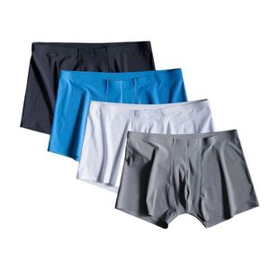 Mutande 4 pzlotto Boxer da uomo senza soluzione di continuità Boxer di seta di lusso Intimo Spandex 3D Biforcazione Boxer Nylon Biancheria intima Pantaloncini Scivola 230503