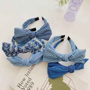 Accessori per capelli da donna di nuova moda Fascia per capelli in denim blu Fascia per capelli con fiocco grande Turbante estivo per copricapo per adulti hipl832