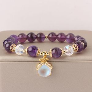 Charm Bracelets Korean Style Bracelet For Women Elastic Amethyst Lover Girlfriend Gift Peanut Metal Pendant Girl