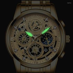 Orologi da polso Orologio meccanico da uomo Orologi completamente in acciaio inossidabile Orologio da polso impermeabile con data automatica Reloj Hombre in oro