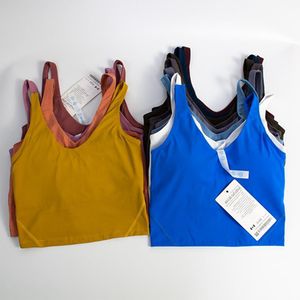 LU-068 Kadın Yoga Tank Top Yastıklı Spor Sütyen Çıkarılabilir Bardaklar Yumuşak Nefes Alabilir Sıkı Sıkı Sıkı Seksi Yelek Gy Running Egzersiz Mahsul Üstü