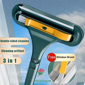 Cleaning Brushes Glass Tools Double sided Telescopic Rod Window Cleaner Mop Squeegee Wiper Long Handle Brush kitchen accessories 230504