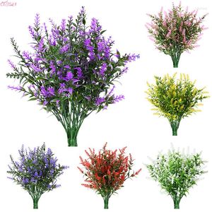 Dekorativa blommor 3st konstgjorda blommor plast lavendel falska växter hem trädgård bröllop deco brud bukett pografi rekvisita hushåll