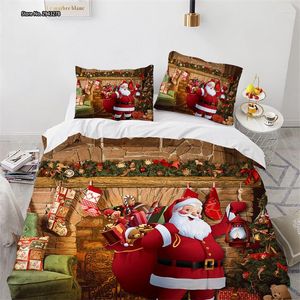 Sängkläder sätter jul 3D Digital tryckt Set Set Children's Bedroom Decoration Däcke Cover Pudowcases 2/3 st