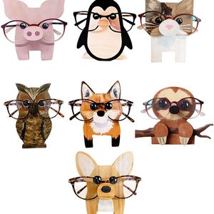 Badrumshyllor 1 PC Animal Glasses Rack Cute 3D Animal Wood Ristningar Solglasögon Display Rack Shelf glasögon SHOW STAND SMEYCH HOLDER SHOWCASE 230503
