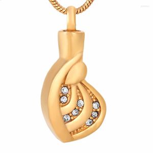 Pendanthalsband IJD9687 Golden Teadrop Cremation Jewelry for Ashes 316l Rostfritt stål Memorial Urn Necklace Keepsake Women