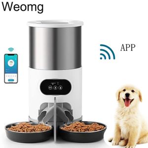 給餌4.5L wifiアプリ自動ペットフィーダー猫用スマート犬食品ディスカータイマーステンレススチールボウルドッグフード給餌ペットサプライヤー