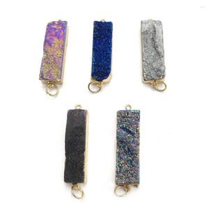 Pendant Necklaces Personality Rectangle Natural Stone Gem Agate Connector Handmade Crafts DIY Necklace Bracelet Jewelry Gift Making