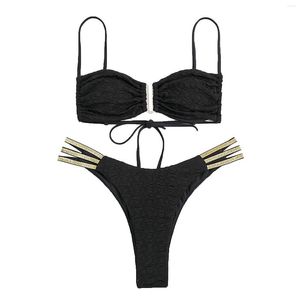 Women's Swimwear Summer Sexy Solid Mirco Bikini Sets 2023 Two Pieces Bathing Suit Bandage Bowtie Bra G-string Thong Swimsuit Set Beachwear