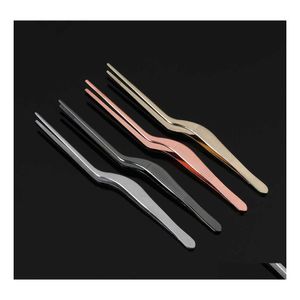 Meat Poultry Tools 1Pc Stainless Steel Tweezers Plating Chef Food Tweezer Bbq Clip Seafood Barbecue Tongs Serving Presentation Kit Dhnvy
