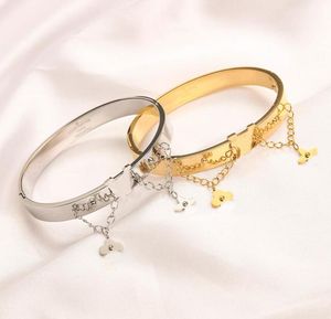 Moda bilezikler kadın bileklik manşet zinciri lüks tasarımcı marka mektubu mücevher 18k altın kaplama paslanmaz çelik düğün severler aksesuar