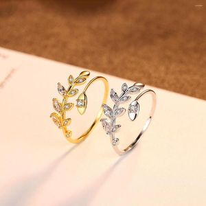 Anelli a grappolo SA SILVERAGE Jewerly 925 Sterling per le donne Gioielli di lusso S925 Anello in argento Ramo d'ulivo Foglia femminile Vendi bene