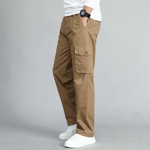 Pantaloni da uomo Pantaloni cachi da uomo estivi Taglie forti Vestibilità dritta Taglie grandi 5XL Tasche laterali Pantaloni larghi in cotone Pantaloni cargo neri Pantaloni da lavoro Uomo 230504