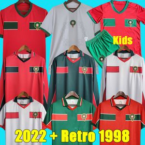 2022 Morocco Soccer Jerseys Ziyech Hakimi Aguerd Mazraoui Футбольная рубашка Retro 1998 Hadji Naybet Bassir Vintage Frush Classic Kit Long
