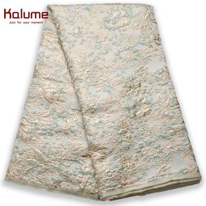 Tkanina kalume afrykańska pozłacana koronkowa tkanina jakość francuska brokatowa koronkowa tkanina jardów Nigerian Jacquard Lace Fabric na imprezę DIY F2730