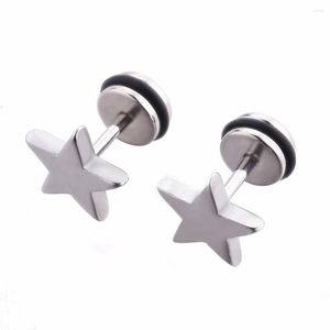 Brincos de garanhão Sliver Star Woman Girl Jeia de moda Pentagrama Man Piercing 1 par