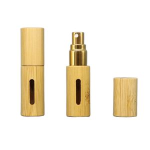 5ml 10ml Altın Bambu Boş Sprey Doldurulabilir Şişe Konteyner Makyaj Su Atomizer Şişe Boş Konteyner Seyahat Şişesi