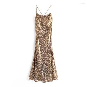 Casual Kleider Sommer Sexy Halter Langes Kleid 2023 Drucken Leopard Party Club Nacht Midi Elegante Kleidung Für Frauen