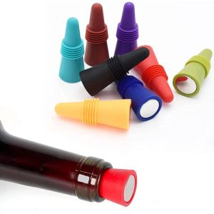 Utensili da bar Tappi per vino in silicone riutilizzabili Tappi per bottiglie di bevande frizzanti Tappo con impugnatura superiore per mantenere il vino fresco Toppers salva-fizz professionali GG