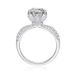 Wedding Rings Simple 6.5mm Big Stone European VVS Moissanite Diamond 14k White Gold Moissanite Ring