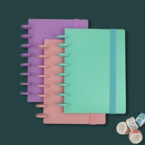 Notepads 1set A5 Loose Leaf Notebook Assemble Accessories Notebook Cover Shell Binding Discs Button Elastic Strap School Office Supplies 230504