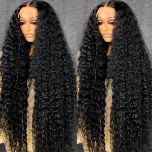 13x6 HD Transparent Loose Deep Wave Spets Front Human Hair Wigs 180% Brasilianska Remy 30 tum Curly 360 Frontal Wig For Women