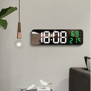 Wall Clocks 9 Inch Large Digital Temperature and Humidity Display Night Mode Table Alarm 12 24H Electronic LED 230504