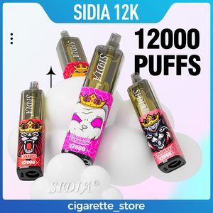Cigarrillo original SIDIA 12000 Puffs E Desechable 20 ml Vainas precargadas 11 colores 650 mah Pluma de vape recargable Vaporizadores de cartucho Dispositivo de vapor portátil