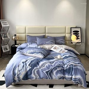 Bedding Sets Blue Gray Marble Set Cotton Ultra Soft Duvet Cover Men Teens Boys Modern Abstract Art Printed Comforter