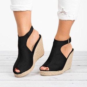 Casual Shoes Sandals Buckle Solid Roman Women s Fashion Wedges Strap Heeled for Women Clear Clog Fahion Wedge