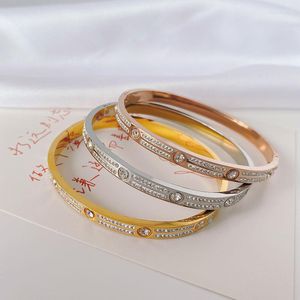 Armreif Mode Gold Farbe Metall Edelstahl Armreifen für Frauen OL Stil hochwertige transparente CZ Zirkonia Armbänder
