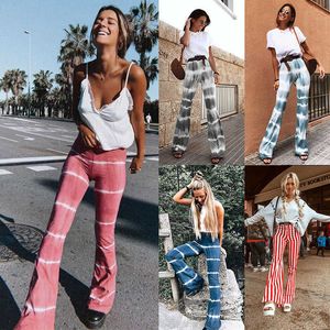 Women's Pants Capris 2023 Tie Dye Flare Pants Women Brown Leopard Y2K Joggers High Waist Double Layer Mesh Girl Aesthetic Trousers Female Sweatpants P230504