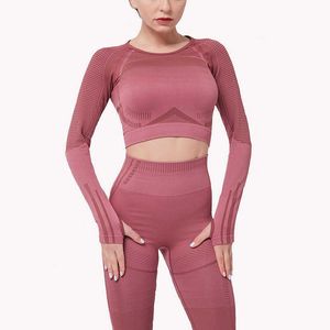 Yoga Outfit Yoga Set Nahtloses Ensemble Sexy Daumenloch Sportanzug Damen Sportbekleidung Fitness Set Workout Gym Wear Laufbekleidung Trainingsanzug P230504