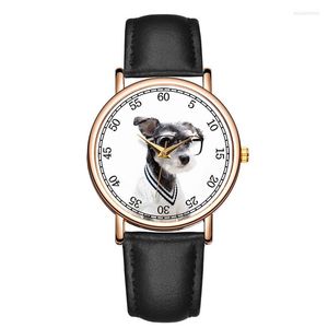 Relógios de punho 2023 Moda Women's Women's Women's Men's Lady Frening Dog Watch Creative Simple Leather Quartz Clock Casal Gift Relloj
