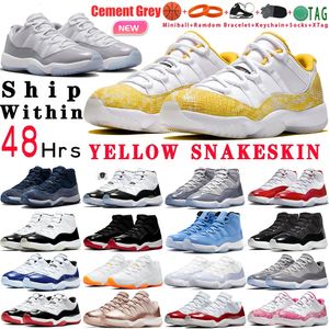 top popular Jumpman 11 11s Basketball shoes mens yellow snakeskin Cement cool Grey low sneakers Gamma Blue 2023 cherry DMP royal blue concord bred 72-10 outdoor womens trainers 2023