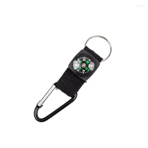 Utomhus Gadgets multifunktion 3 i 1 camping Klättring vandring Mini Carabiner W KeyChain Compass Thermometer Hanger Key Ring Black