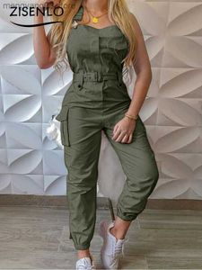 Women's Jumpsuits Rompers Overalls for Women Summer New Belt Type Sleeveless Work Jumpsuits Solid Color Casual Trousers Chic and Elegant Woman Jumpsuit T230504