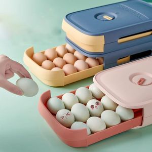 Organizzazione Scatola portauova Cassetto Porta contenitore Cremagliera Frigorifero Organizzatore Vassoio Dispositivo di raffreddamento Frigo Cucina Alimenti Coperchio in plastica Accessori per la casa