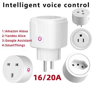 16A 10A EU US UK Smart WiFi Power Plug Lamp Holders With Monitor Home Wireless Socket Outlet fungerar med Alexa Google Tuya -appen