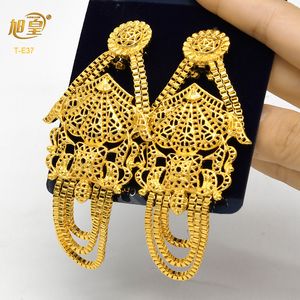 Charme Xuhuang Africano 24K Brincho de luxo de ouro para festas para festas de casamento Dubai Brincos de cobre indiano árabe dubai pendente de borla 230504