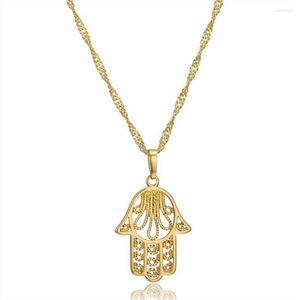 Hänge halsband hamsa hand av fatima för kvinnor guld färg filigran palm chokers krage smycken collier femme 2023 droppe