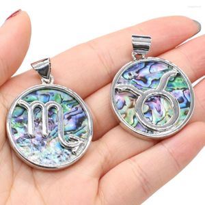 Pendant Necklaces Fashion Alloy Symbol Natural Abalone Shell Charms For Handmade DIY Necklace Making Jewelry Findings Gift 32x32mm
