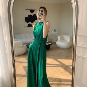 Kobiety Jumpsuits Rompers elegancka kobieta zielone kombinezon z zielonym rękawem letni strój bandaż z wysokim talią szeroką nogi spodnie czarne rompers Playsuits Female kombinezon 230504