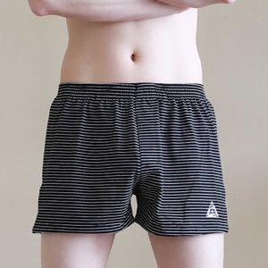 Herr shorts sommar lös sömnbottnar 100 bomullspyjamas pj byxor bekväma informade grenboxare mode randiga pyjamas shorts för män z0504